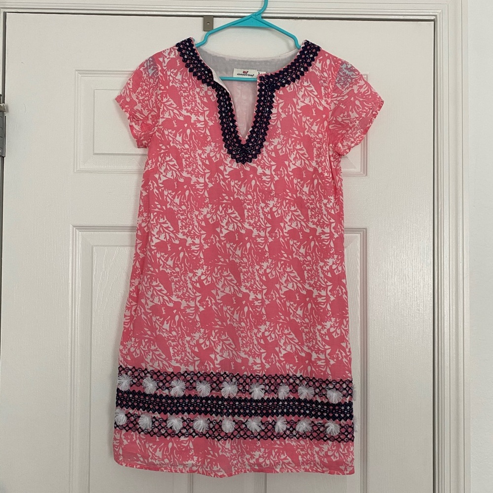 Pink and Navy Coral Vineyard Vines Dress